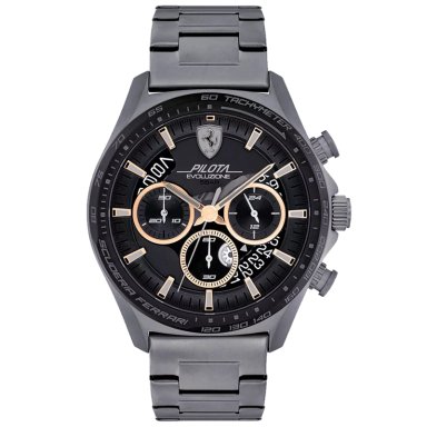 RELOJ FERRARI PILOTA EVO 0830824 PARA HOMBRE FECHA CRONÓMETRO ACERO INOXIDABLE GUNMETAL