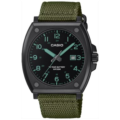 RELOJ HOMBRE CASIO MTP-E715C-3AV ANÁLOGO FECHA ACERO INOXIDABLE CORREA NYLON VERDE