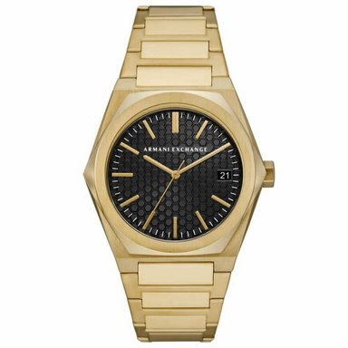 RELOJ ARMANI EXCHANGE GERALDO AX2810 FECHA ACERO INOXIDABLE DORADO DIAL NEGRO