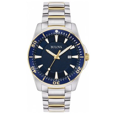 RELOJ BULOVA 98B329 PARA HOMBRE FECHA ACERO INOXIDABLE DIAL AZUL