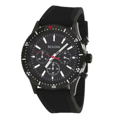 RELOJ BULOVA 98A267 PARA HOMBRE CRONOMETRO ACERO INOXIDABLE Y CORREA DE SILICONA NEGRO - 3