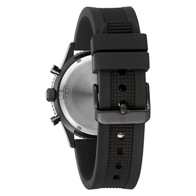 RELOJ BULOVA 98A267 PARA HOMBRE CRONOMETRO ACERO INOXIDABLE Y CORREA DE SILICONA NEGRO - 8