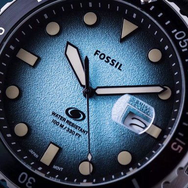 RELOJ FOSSIL BLUE FS5960 FECHA CORREA DE CUERO NEGRO DIAL CELESTE - 5