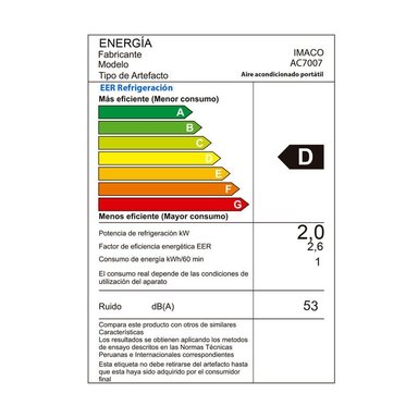  AIRE ACONDICIONADO PORTÁTIL 7000 BTU AC7007 IMACO - 6
