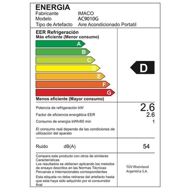 AIRE ACONDICIONADO PORTÁTIL 9000BTU IMACO AC9010G - 5