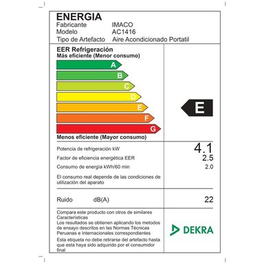 AIRE ACONDICIONADO PORTATIL FRIO 14000 BTU IMACO AC1416 - 5