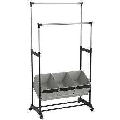 ESTANTE PERCHERO COLGADOR DOBLE CON 3 CAJAS ORGANIZADORAS