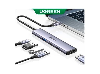 ADAPTADOR UGREEN CM511 ( 15597 ) 5 EN 1 USB-C USB 3.0 HDMI 4K - GRIS