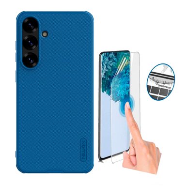 CASE PARA SAMSUNG S25 PLUS NILLKIN SUPER FROSTED SHIELD AZUL + MICA HIDROGEL HD CLEAR - 1