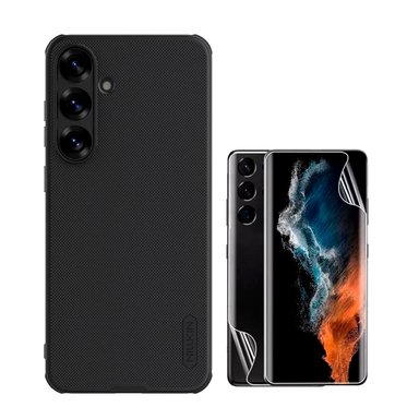CASE PARA SAMSUNG S25 PLUS NILLKIN SUPER FROSTED SHIELD NEGRO + MICA HIDROGEL HD AMBOS LADOS - 1
