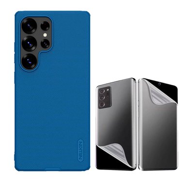 CASE PARA SAMSUNG S25 ULTRA NILLKIN SUPER FROSTED SHIELD AZUL + MICA HIDROGEL MATE AMBOS LADOS - 1