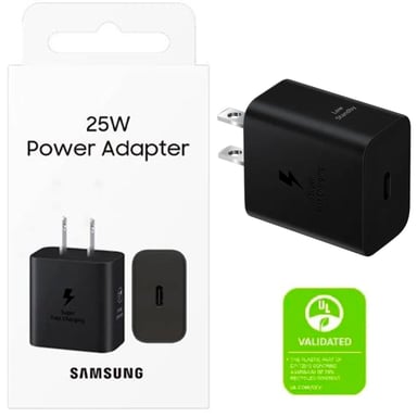 CARGADOR SAMSUNG TIPO C 25W CUBO ADAPTADOR GAN NEGRO - 2