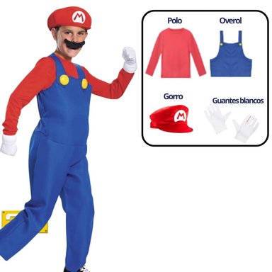 DISFRAZ MARIO BROS TRAJE PELUCHE - TALLAS 6 HASTA S - 1