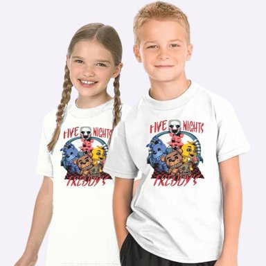 POLO UNISEX BLANCO FNAF FIVE NIGHTS AT FREDDY PELUCHE