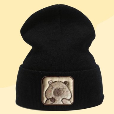 BEANIE CHULLO CAPIBARA NEGRO PELUCHE CAPIBARA - NIÑOS Y ADULTOS