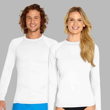 POLO NATACIÓN LICRA UNISEX BLANCO PROTECCION UV - 1