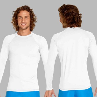 POLO NATACIÓN LICRA UNISEX BLANCO PROTECCION UV - 3