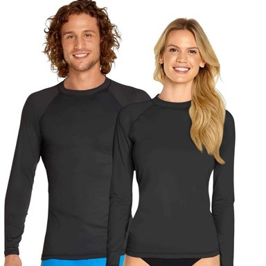 POLO NATACIÓN LICRA UNISEX NEGRO PROTECCION UV - 1