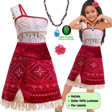 DISFRAZ ALGODÓN NIÑA ROJO MOANA 2   VESTIDO