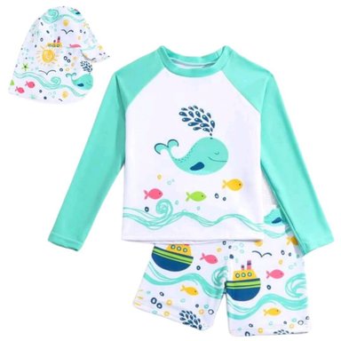 TRAJE BAÑO CORTO NIÑO NATACION UPF 50 ROPA BAÑO BALLENA