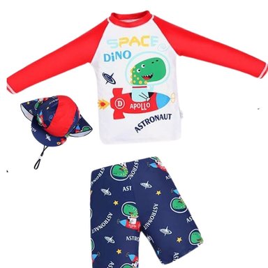 TRAJE BAÑO CORTO NIÑO NATACION UPF 50 ROPA BAÑO DINOSAURIO - 2