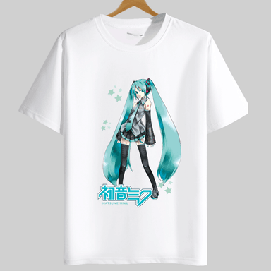 POLO ALGODÓN BLANCO MIKU HATSUNE PELUCHE - TALLAS 6 HASTA XL