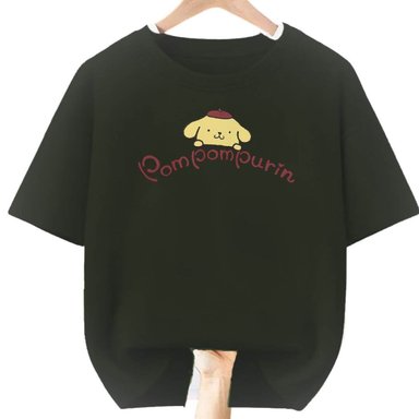 POLO ALGODÓN POMPOMPURIN NEGRO PELUCHE - TALLAS 6 HASTA XL