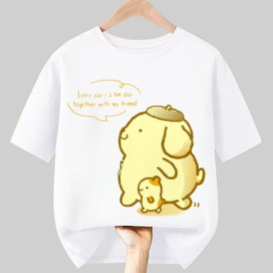 POLO POMPOMPURIN ALGODÓN BLANCO PELUCHE - TALLAS 6 HASTA XL