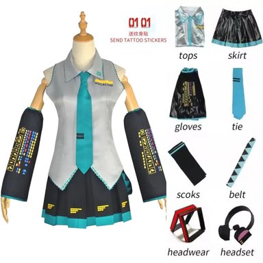 TRAJE MIKU HATSUNE VOCALOID PELUCHE IMPORTADO - TALLA 14 HASTA L