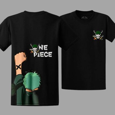 POLO ALGODON ZORO ONE PIECE NEGRO PELUCHE LUFFY - TALLAS 6 A XL