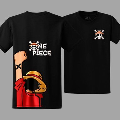POLO ALGODON LUFFY ONE PIECE NEGRO PELUCHE - TALLAS 6 A XL