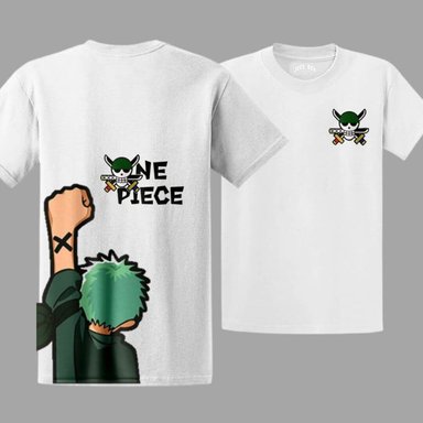 POLO ALGODON ZORO ONE PIECE BLANCO PELUCHE LUFFY - TALLAS 6 A XL