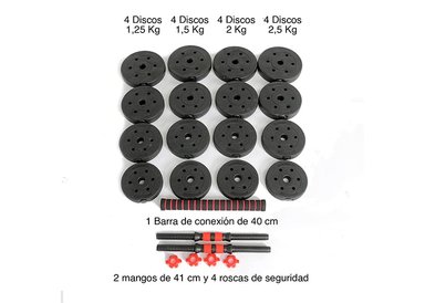 SET MANCUERNAS ATLETIS 1606850 30KG BARRA 2 EN 1 - 3