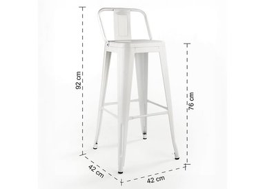 SET X 4 SILLAS DE BAR NOVAHUS 52758 TOLIX CON RESPALDO BLANCO - 6