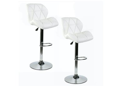 SET X 2 SILLAS ALTAS DE BAR CON RESPALDO BLANCO