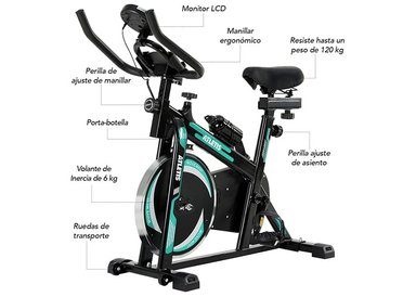 BICICLETA SPINNING K300 PRO CON VOLANTE INERCIA 6 KG VERDE - 2