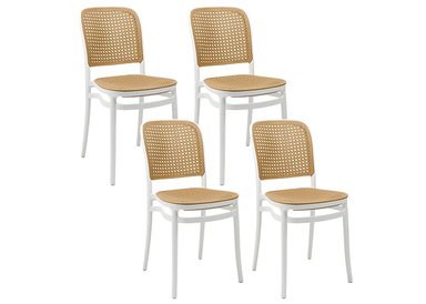 SET X 4 SILLAS TERRAZA PLÁSTICA CAIRO BLANCA/BEIGE