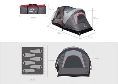 CARPA 6 PERSONAS CAMPING OUTDOOR GRIS - 5