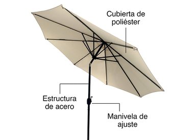 SOMBRILLA QUITASOL CON ILUMINACIÓN SOLAR BEIGE - 4