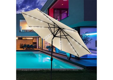 SOMBRILLA QUITASOL CON ILUMINACIÓN SOLAR BEIGE - 6