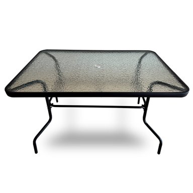 MESA TERRAZA VIDRIO Y ACERO 120X80X72CM NEGRA