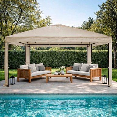 TOLDO PREMIUM TERRAZA 3X3M ESTRUCTURA METALICA BEIGE - 6