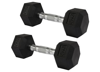 PAR DE MANCUERNAS HEXAGONALES DE CAUCHO ATLETIS DE 5KG