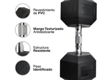 MANCUERNA HEXAGONAL 25 KG NEGRO - 4