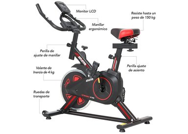 BICICLETA SPINNING K100 ROJO - 2