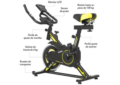 BICICLETA SPINNING K100 AMARILLO - 2