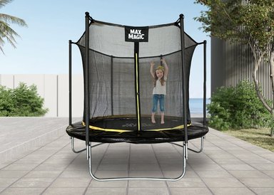 CAMA ELÁSTICA MAX MAGIC 244CM NEGRA CON RED DE SEGURIDAD - 2