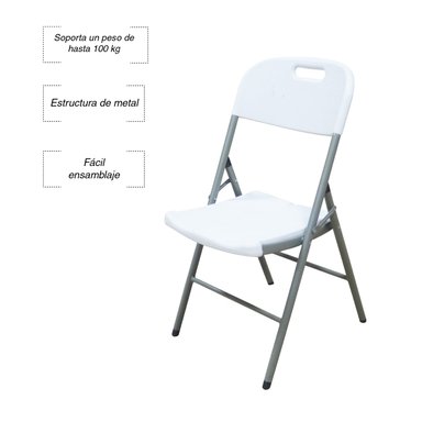 SILLA PLEGABLE PORTÁTIL BLANCA - 4