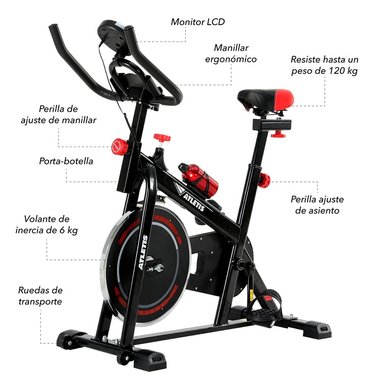 BICICLETA SPINNING K300 6KG ROJO - 7