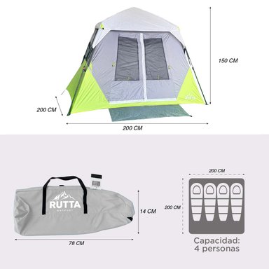 CARPA INSTANTÁNEA QUICKCAMP 4P IMPERMEABLE 3000 MM - 4